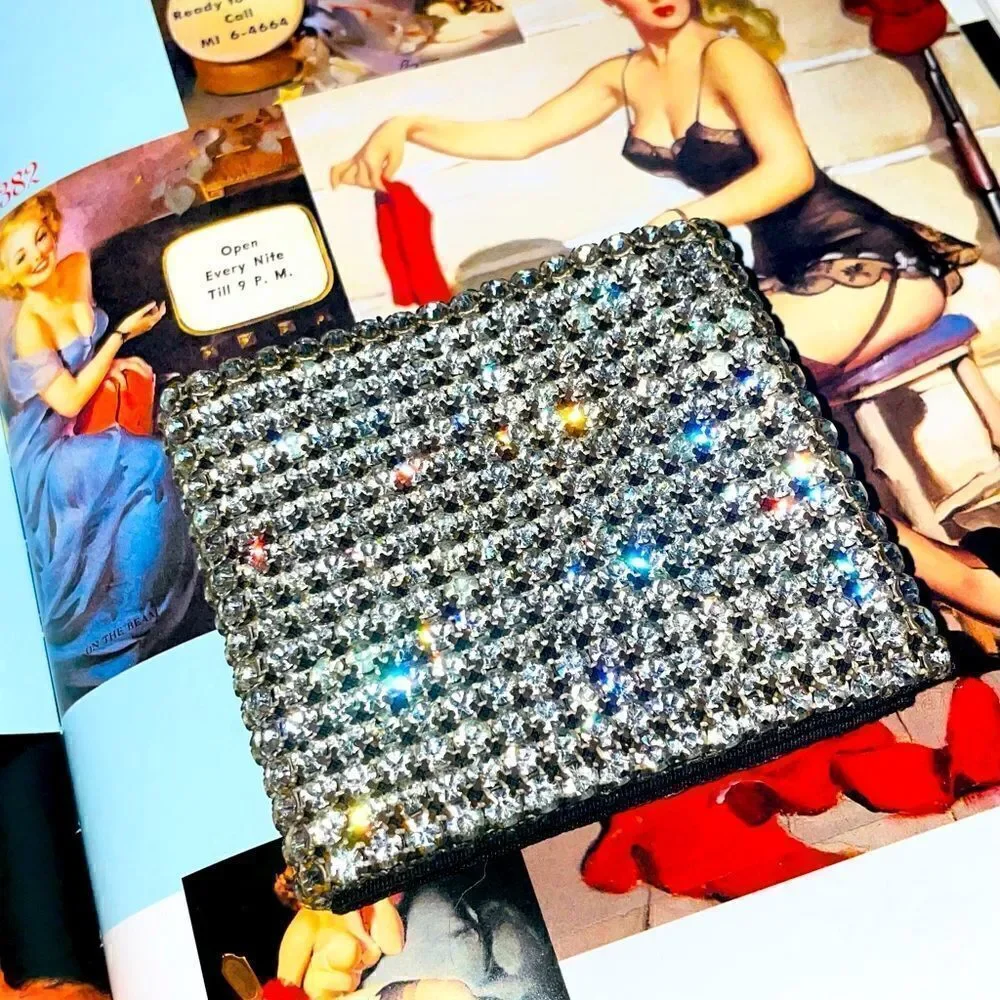 ♥️ VERY RARE 1940/50s Vintage Austrian crystal rhinestone billfold/wallet